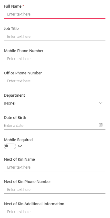 Office365 & SharePoint Intranet New Starter Form