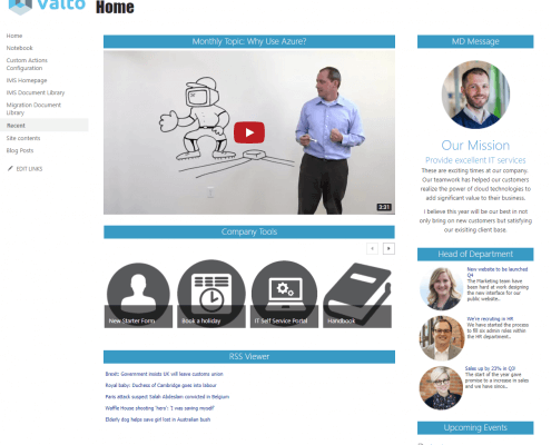 Classic Intranet provided by Microsoft Partner Valto