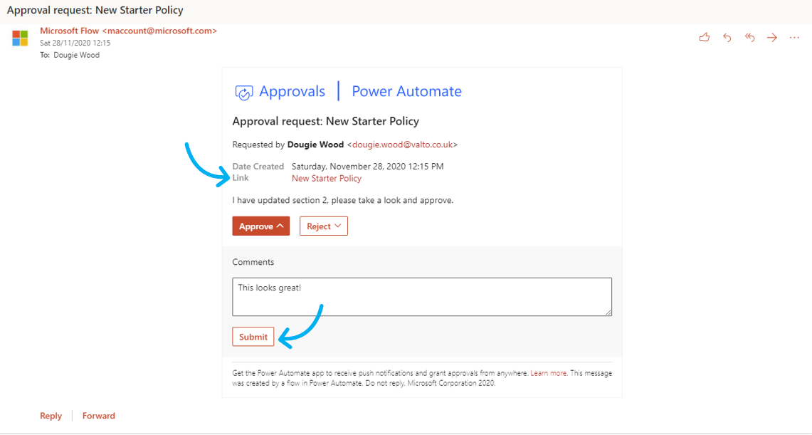 Policy Approval Email
