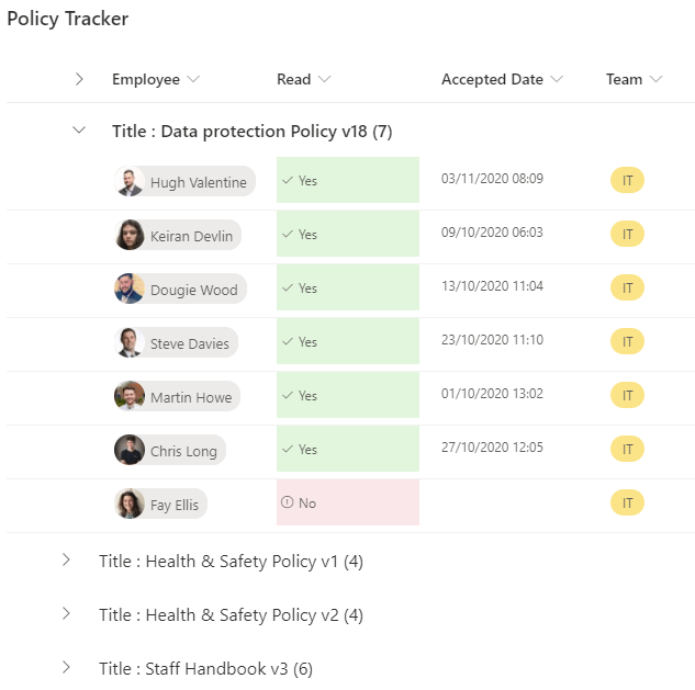 Policy tracker
