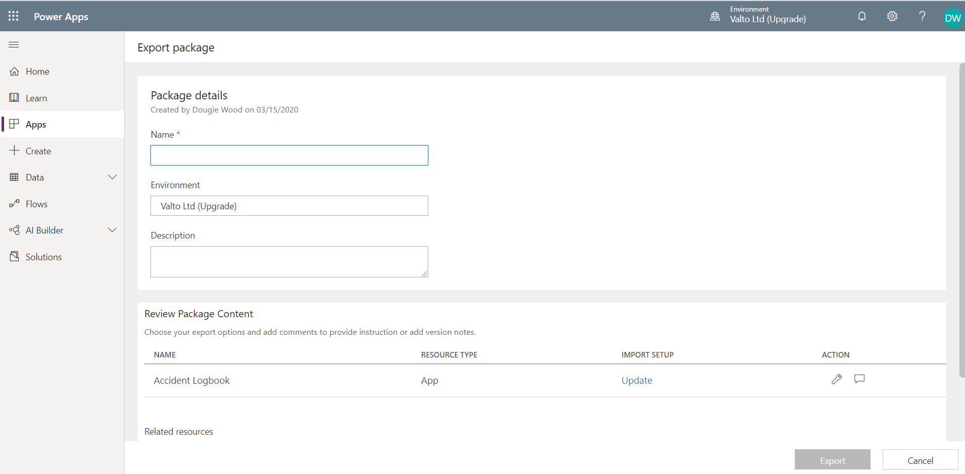 b8 Microsoft Sharepoint Power Apps Export Package