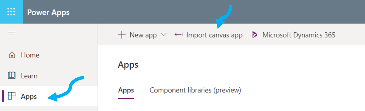 b9 Microsoft Sharepoint Power Apps import Canvas App
