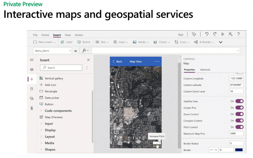 Interactive maps integration example used in Microsoft PowerApps at the business application summit