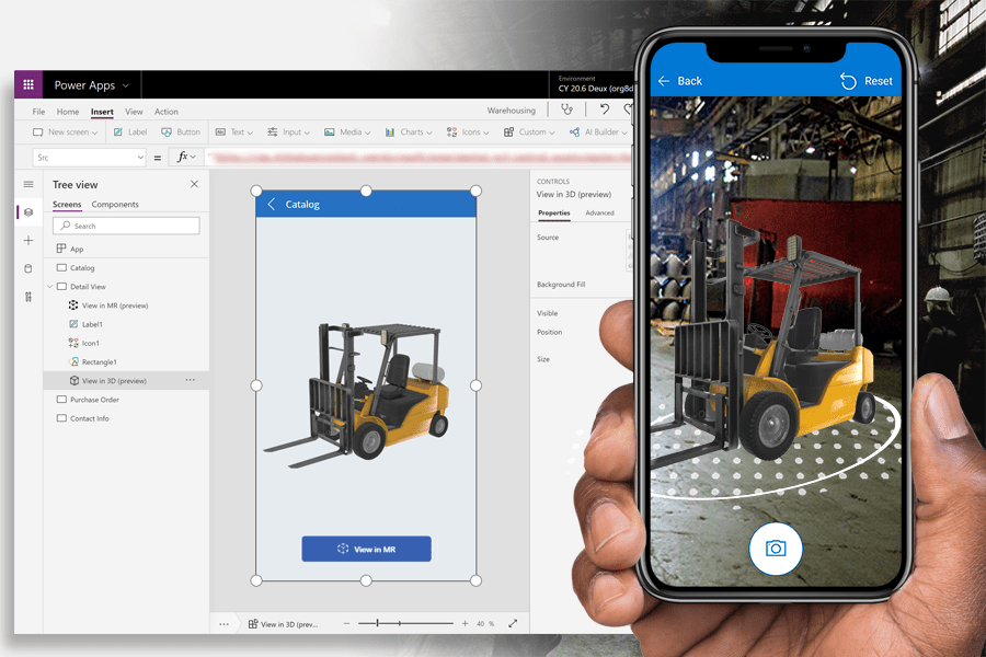 An example of Mixed virtual Reality coming to PowerApps