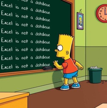 Joke image about losing data on microsoft excel with bart simpson
