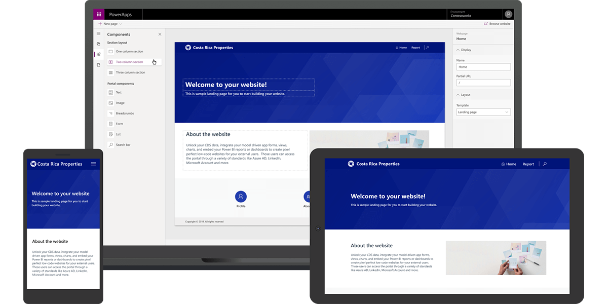 powerapps portals professional services on different devices