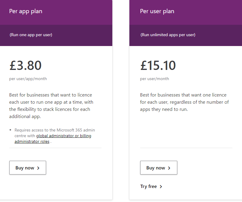 microsoft powerapp prices