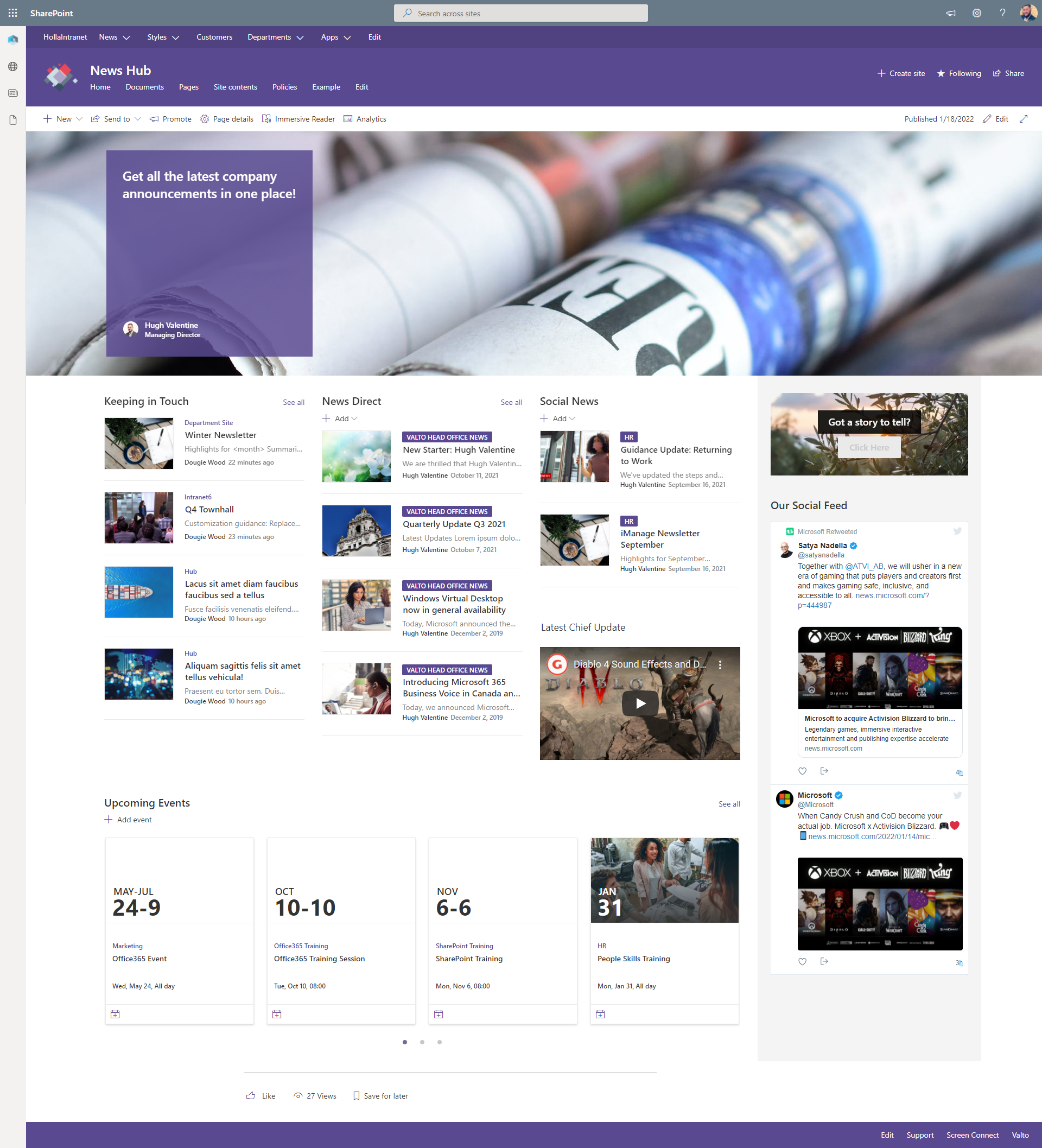 SharePoint portal that combines all of the news articles onto one page