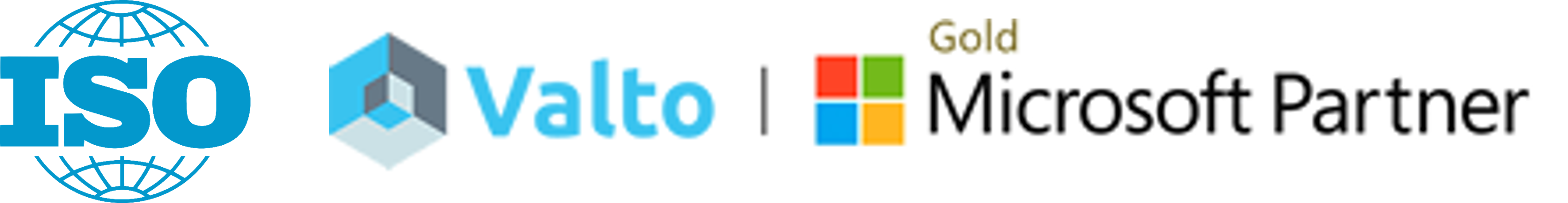 A collection of logos including Valto, Microsoft and ISO