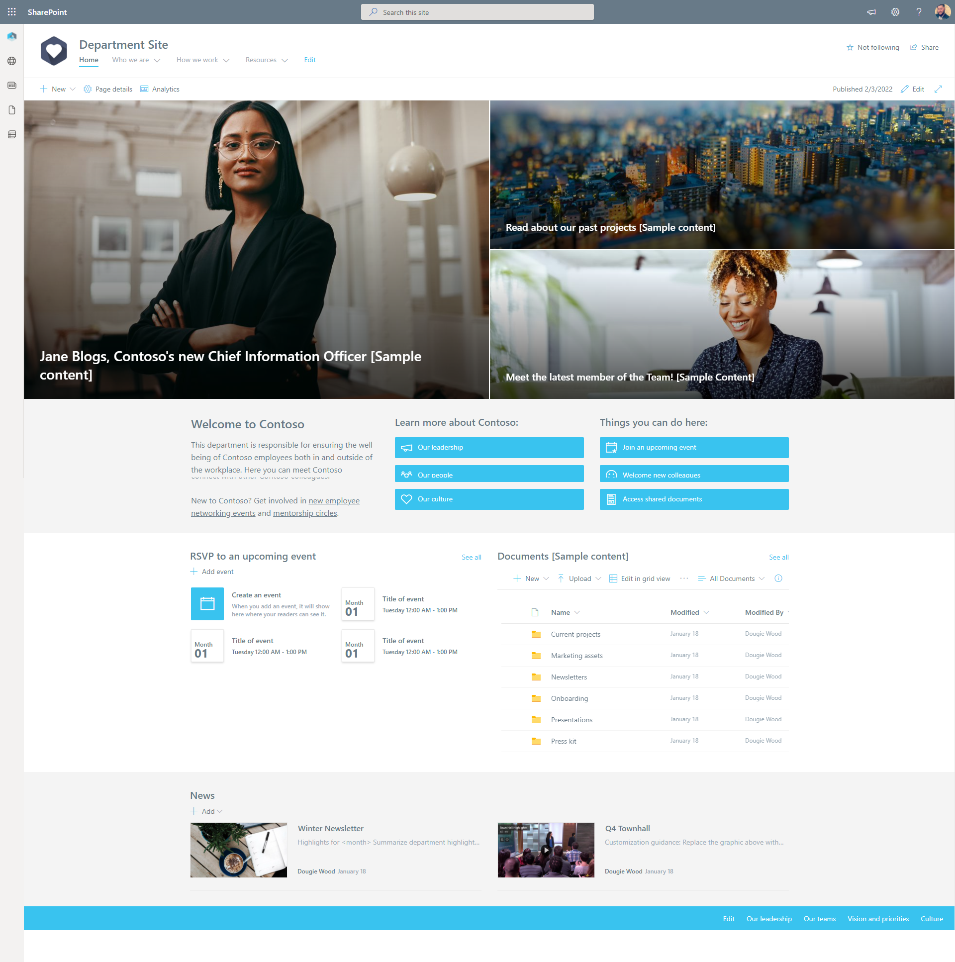 Modern SharePoint Department Layout Site