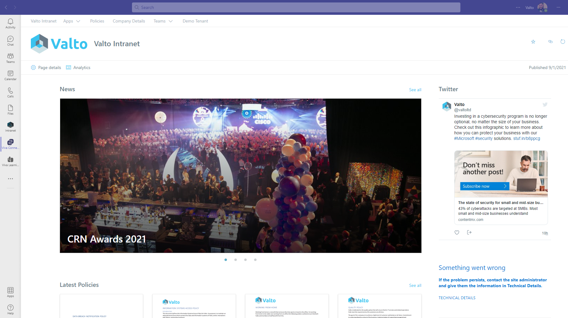 Screenshot of SharePoint embedded into Microsoft Teams