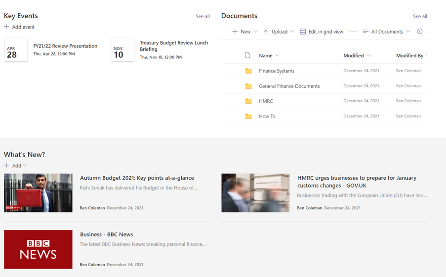 news, events, announcements news, events, and announcements displayed within sharepoint