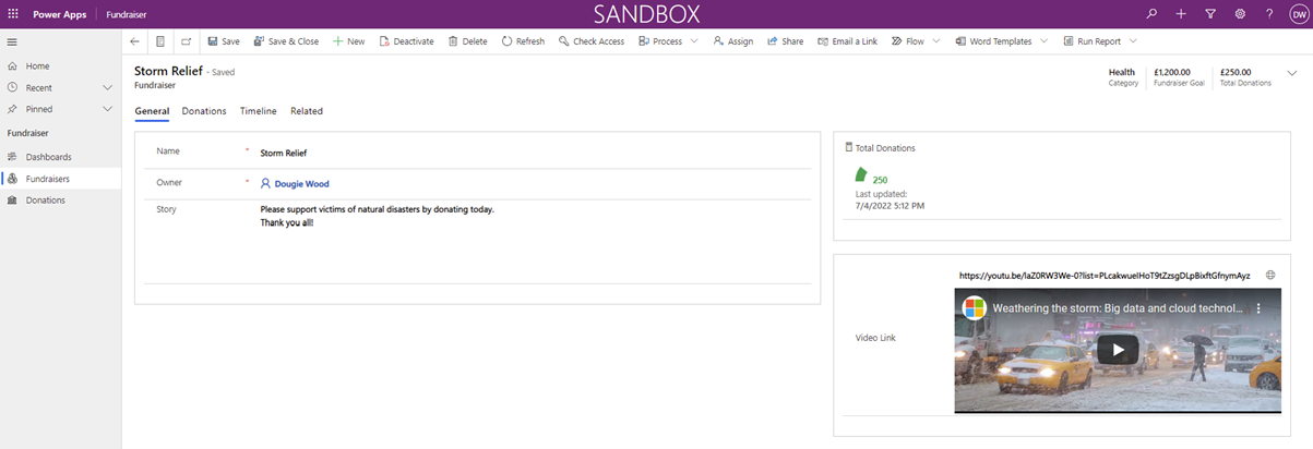 Fundraiser Model Driven PowerApp from Microsoft