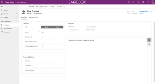 Model Driven App Example Form