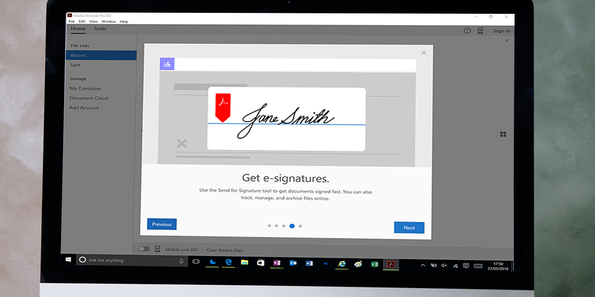 Image of docusign/adobe sign on screen 