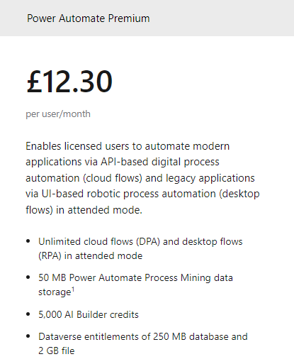 power automate premium licenses